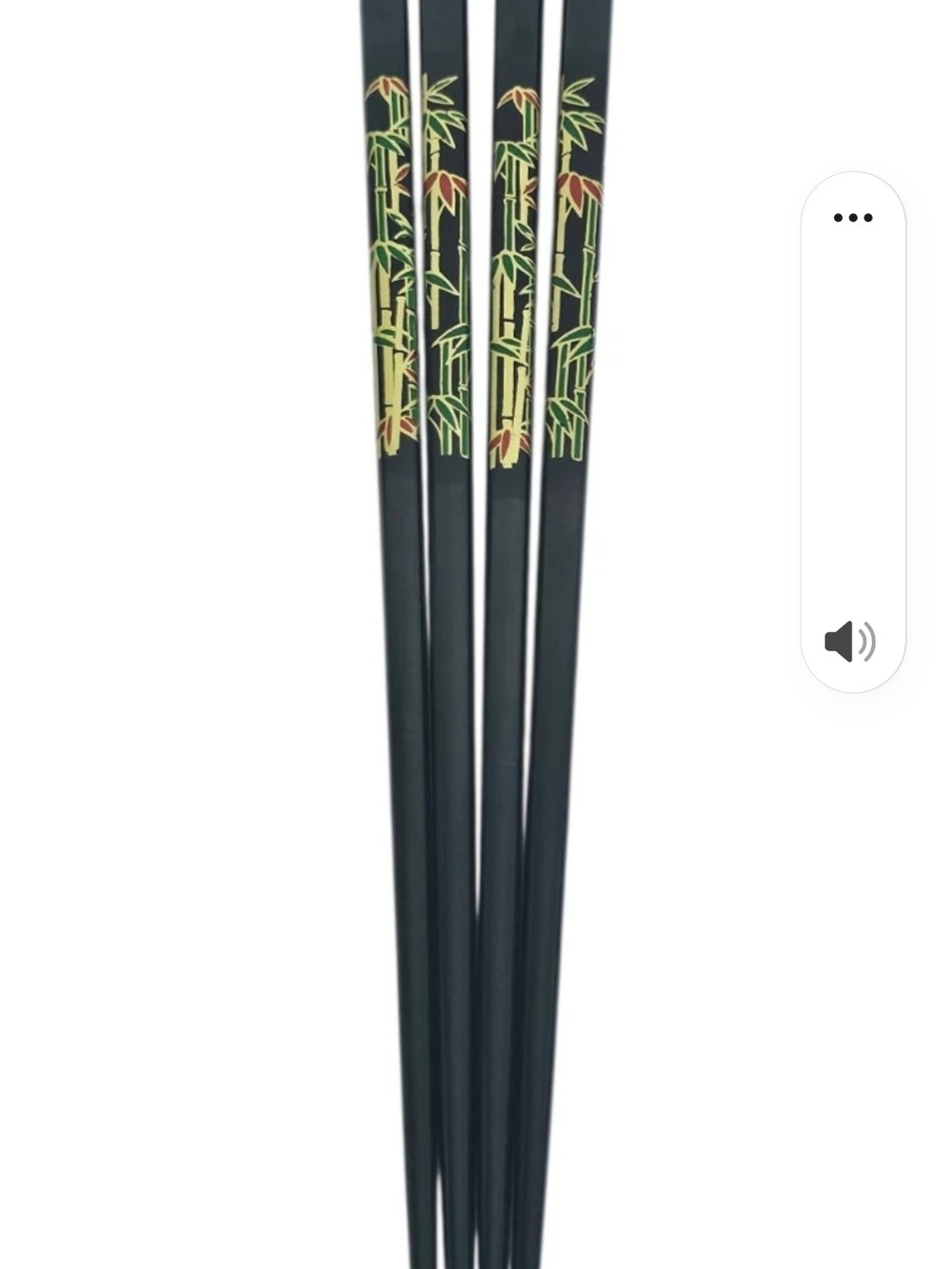 Vintage Pier 1 Black Chopsticks Lacquer Bamboo Leaves Design 9" Set of 4